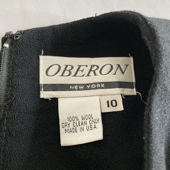 Vintage Oberon‎ Women's Black Wool Shift Dress Size 10 Old Money Classic Career - Picture 3 of 11